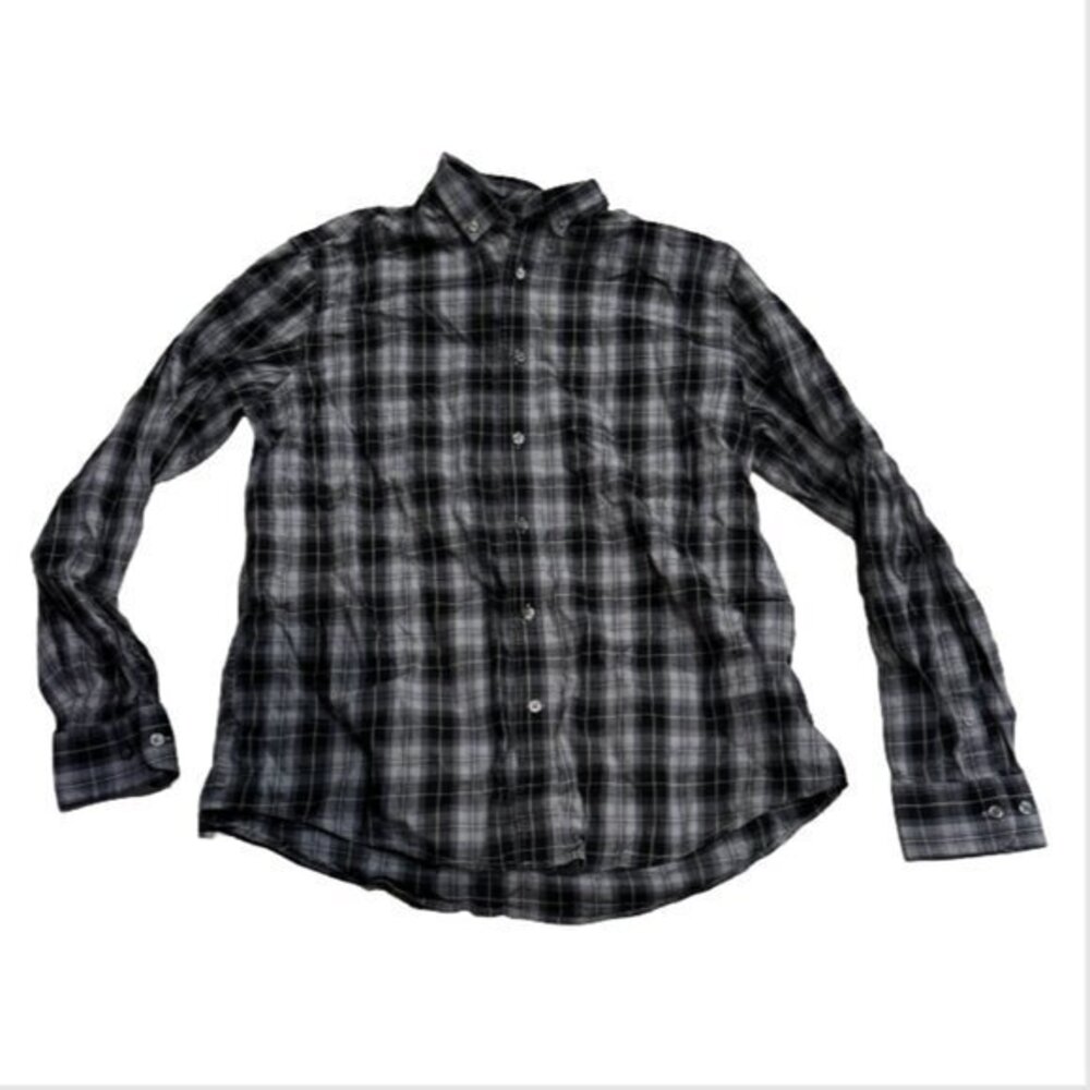 George Black and Gray Button Down Plaid